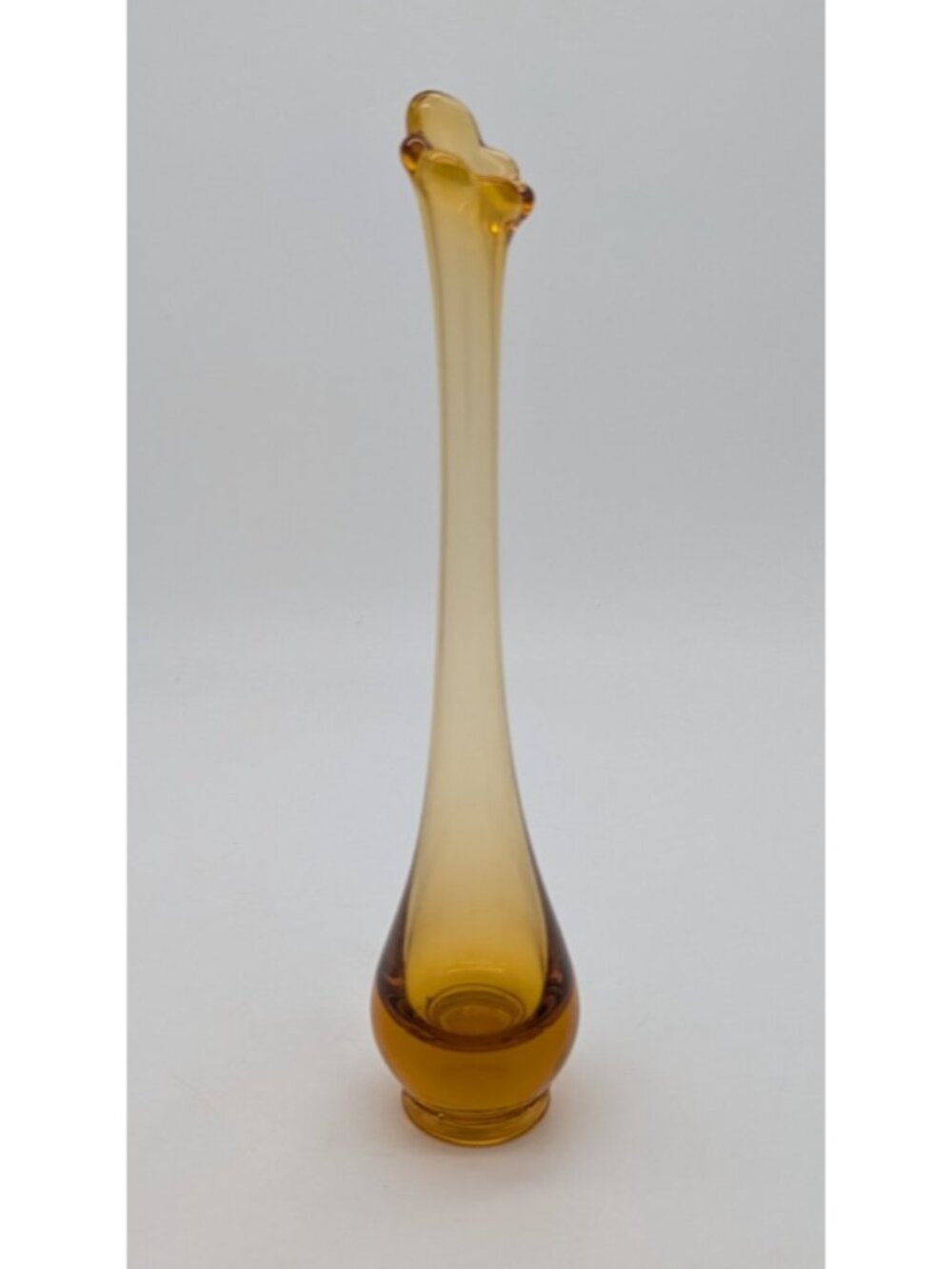 Vintage Amber Swung bud Vase 11 ” Tall floral top MCM style